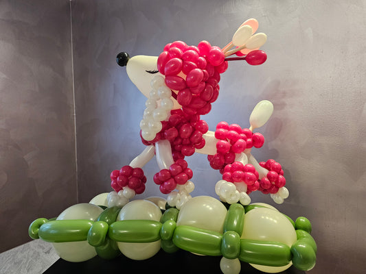 Raspberry Red Posh Poodle Custom Balloon Art Decor